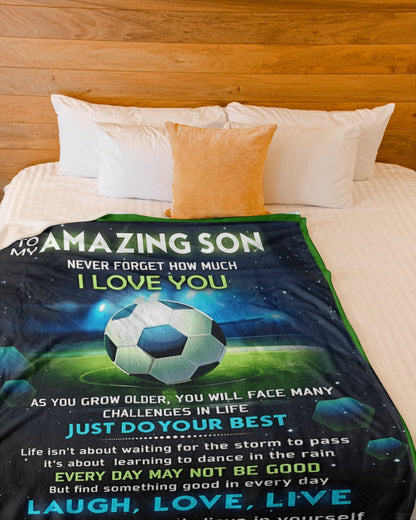 BLANKET FOR SON – COMFORT & WARMTH GIFT FROM DAD Sherpa Fleece Quilt Blanket NTTD00 (SKUB-BLK-DADFB)