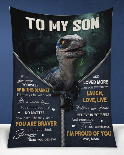 BLANKET FOR SON – COMFORT & WARMTH GIFT FROM MOM Sherpa Fleece Quilt Blanket NTTD00 (SKUB-BLK-MOMS1)