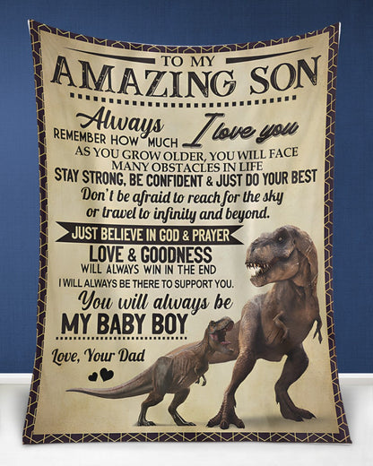 BLANKET FOR SON – COMFORT & WARMTH GIFT FROM DAD Sherpa Fleece Quilt Blanket NTTD00 (SKUB-BLK-DADS2)