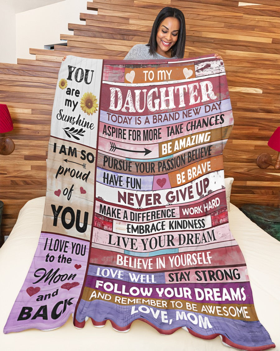 BLANKET FOR DAUGHTER – COMFORT & WARMTH GIFT FROM MOM Sherpa Fleece Quilt Blanket NTTD00 (SKUB-BLK-MOMD2)