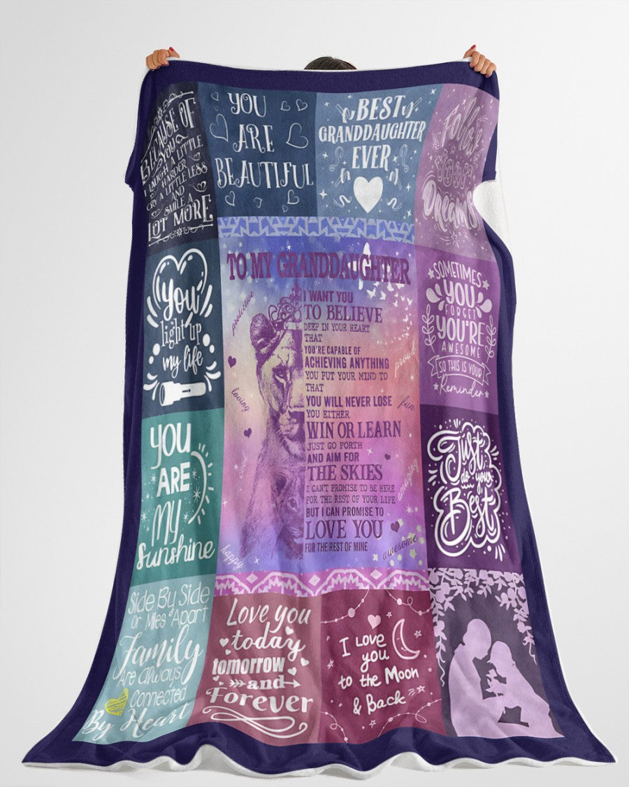 BLANKET FOR GRANDDAUGHTER – COMFORT & WARMTH GIFT FROM GRANDPARENTS  Sherpa Fleece Quilt Blanket NTTD00 (SKUB11-BLK-04)