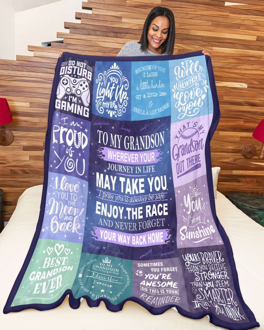 BLANKET FOR GRANDSON – COMFORT & WARMTH GIFT FROM GRANDPARENTS  Sherpa Fleece Quilt Blanket NTTD00 (SKUB11-BLK-02)