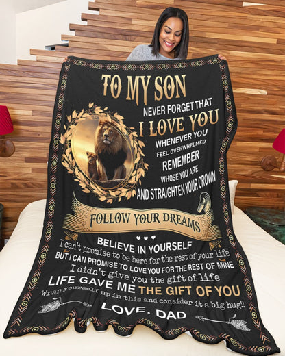 BLANKET FOR SON – COMFORT & WARMTH GIFT FROM DAD Sherpa Fleece Quilt Blanket NTTD00 (SKUB11-BLK-11)