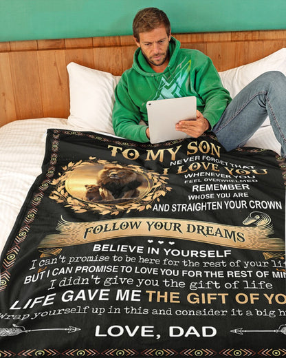 BLANKET FOR SON – COMFORT & WARMTH GIFT FROM DAD Sherpa Fleece Quilt Blanket NTTD00 (SKUB11-BLK-11)