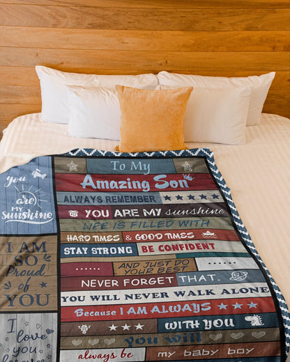 BLANKET FOR SON – COMFORT & WARMTH GIFT FROM MOM Sherpa Fleece Quilt Blanket NTTD00 (SKUB11-BLK-13)