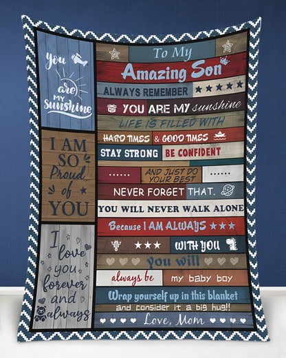 BLANKET FOR SON – COMFORT & WARMTH GIFT FROM MOM Sherpa Fleece Quilt Blanket NTTD00 (SKUB11-BLK-13)