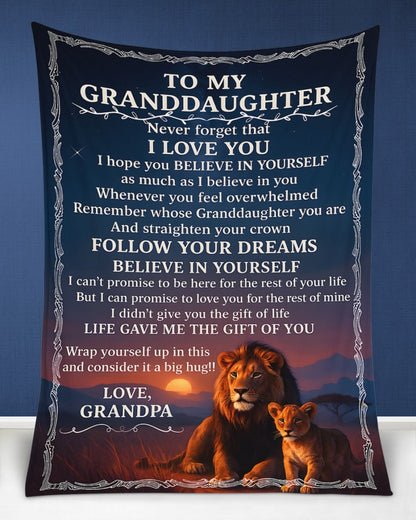 BLANKET FOR GRANDDAUGHTER – COMFORT & WARMTH GIFT FROM GRANDPA  Sherpa Fleece Quilt Blanket NTTD00 (SKUB11-BLK-16)