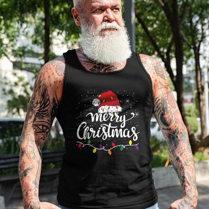 Merry Christmas Lights Red Santa Hat Xmas Family Men Women Pullover - Christmas Unisex T-Shirt/Hoodie/Sweatshirt - TRNN00