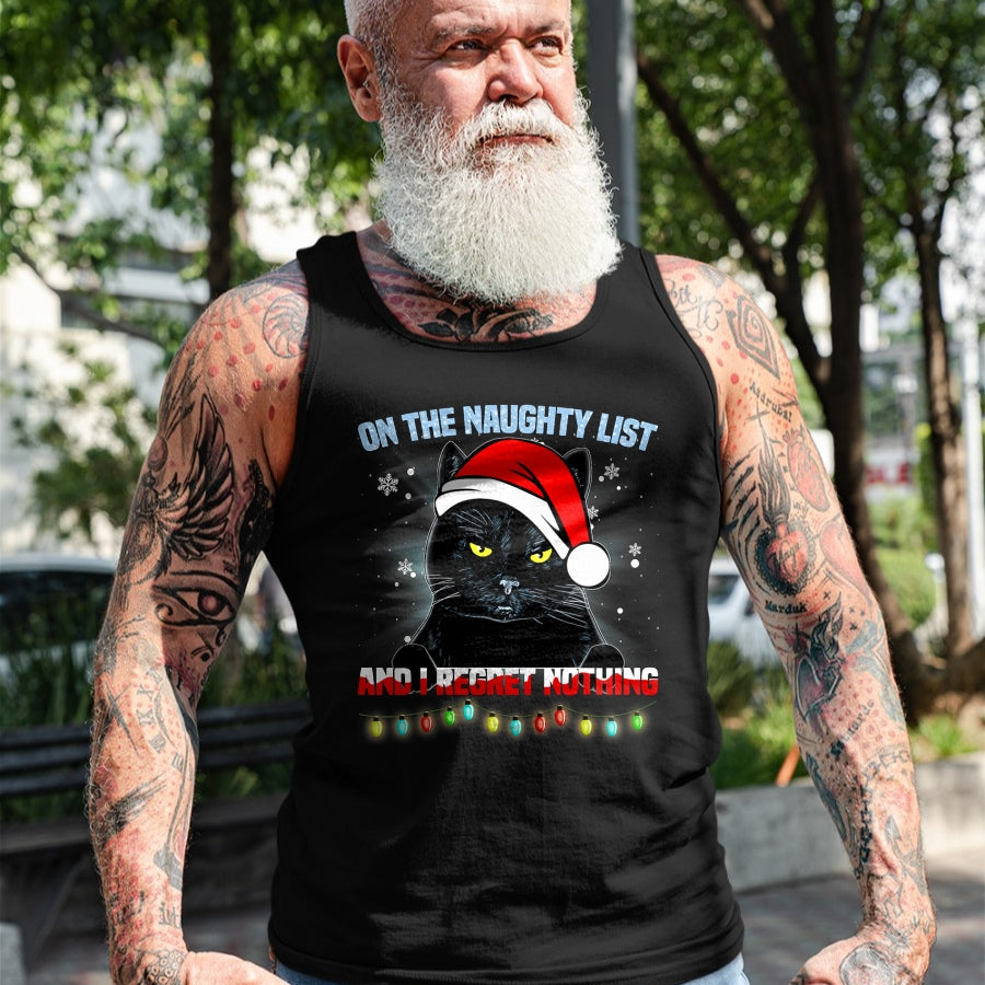On The Naughty List And I Regret Nothing Cat Christmas T-Shirt - Christmas Unisex T-Shirt/Hoodie/Sweatshirt - TRNN00