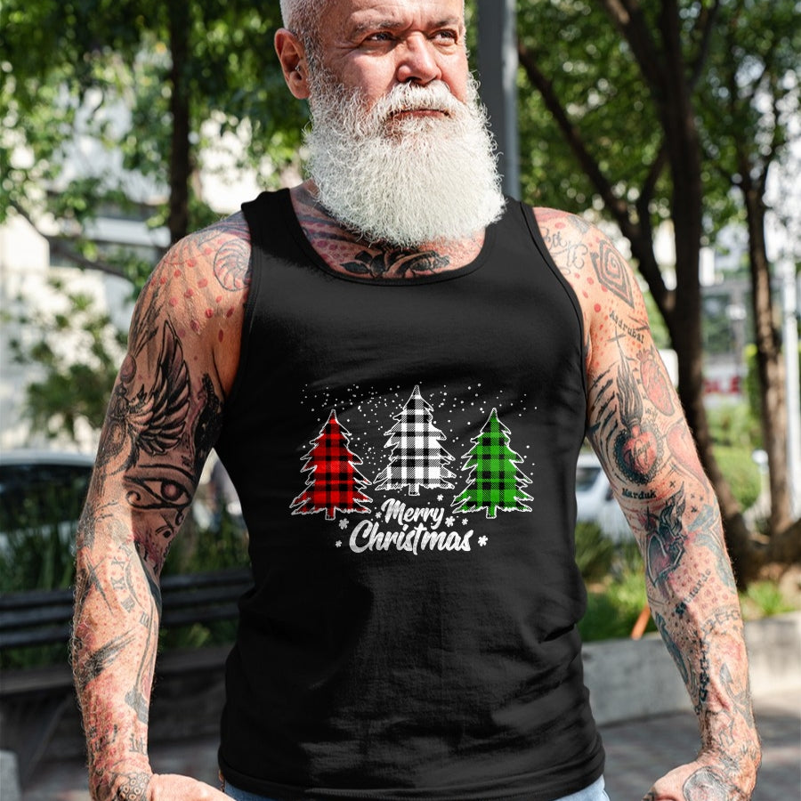 Merry Christmas Tree Xmas Buffalo Plaid Red White Green T-Shirt - Christmas Unisex T-Shirt/Hoodie/Sweatshirt - TRNN00
