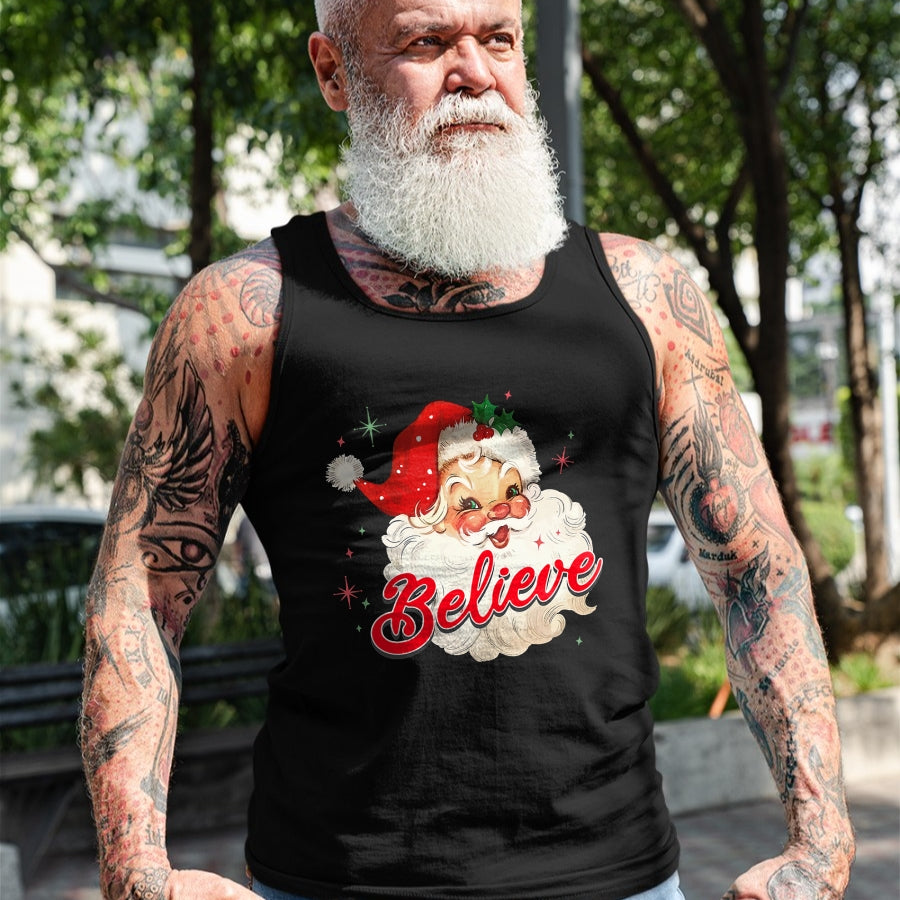 Vintage Santa Claus Believe Christmas Women Boys Girls T-Shirt - Christmas Unisex T-Shirt/Hoodie/Sweatshirt - TRNN00