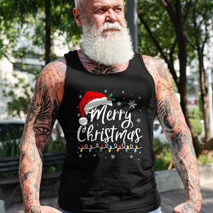 Merry Christmas Lights Santa Hat Xmas Family Matching Pajama T-Shirt - Christmas Unisex T-Shirt/Hoodie/Sweatshirt - TRNN00