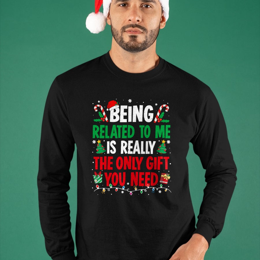 Being Related To Me Funny Christmas Family Xmas Pajamas T-Shirt  - Christmas Unisex T-Shirt/Hoodie/Sweatshirt - TRNN00