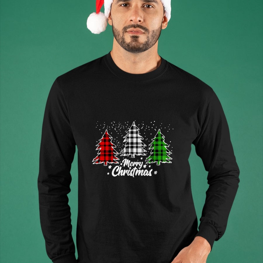 Merry Christmas Tree Xmas Buffalo Plaid Red White Green T-Shirt - Christmas Unisex T-Shirt/Hoodie/Sweatshirt - TRNN00
