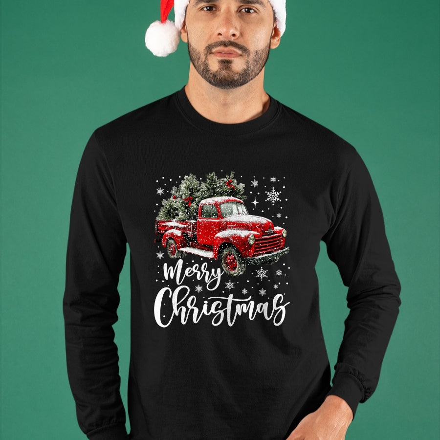 Merry Christmas Red Truck Family Matching Christmas Pajama T-Shirt - Christmas Unisex T-Shirt/Hoodie/Sweatshirt - TRNN00