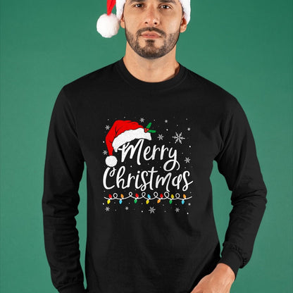 Merry Christmas Lights Santa Hat Xmas Family Matching Pajama T-Shirt - Christmas Unisex T-Shirt/Hoodie/Sweatshirt - TRNN00