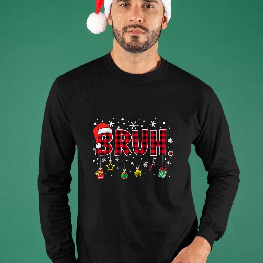 Bruh Funny Christmas Red Plaid Teens Boys Kids Xmas Pajamas T-Shirt - Christmas Unisex T-Shirt/Hoodie/Sweatshirt - TRNN00