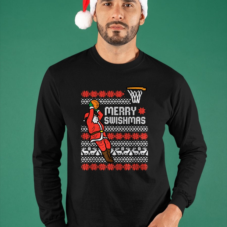 Merry Swishmas Basketball Ugly Christmas Xmas Men Boys Kids T-Shirt - Christmas Unisex T-Shirt/Hoodie/Sweatshirt - TRNN00