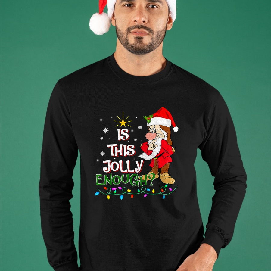 Is This Jolly Enough Grumpy Elf Pajama Christmas Lights T-Shirt - Christmas Unisex T-Shirt/Hoodie/Sweatshirt - TRNN00