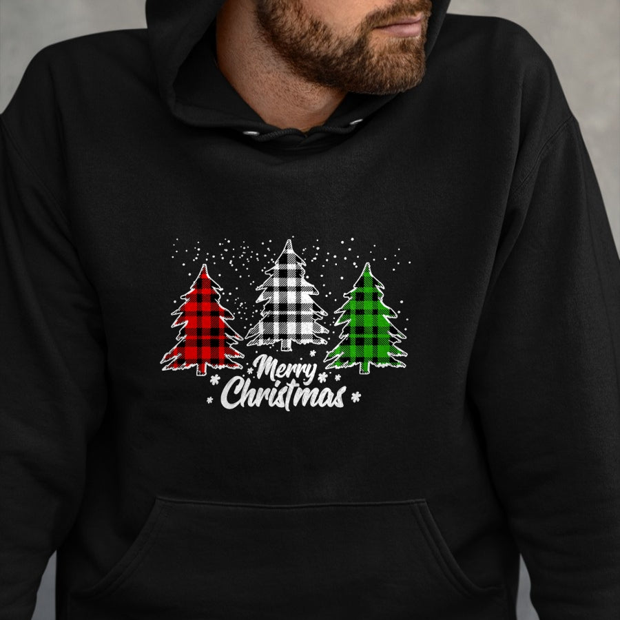 Merry Christmas Tree Xmas Buffalo Plaid Red White Green T-Shirt - Christmas Unisex T-Shirt/Hoodie/Sweatshirt - TRNN00