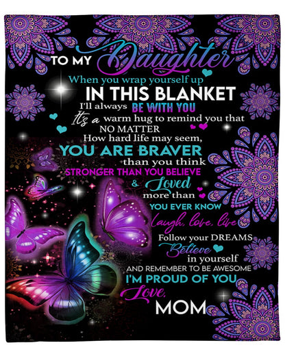 To My Daughter - Gift For Daughter Sherpa Fleece Blanket - from mom