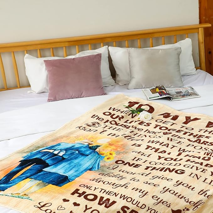 Fathers Day Anniversary Birthday Gifts for Him Her Romantic I Love You to My Love Blanket