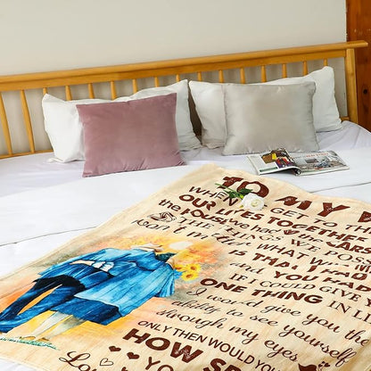 Fathers Day Anniversary Birthday Gifts for Him Her Romantic I Love You to My Love Blanket